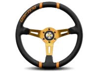 Volant drift - cuir noir / inserts orange - Momo