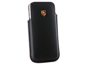 Custodia Porsche per iPhone 5/6, nera con cuciture rosse - WAP0300170E