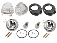 Front turn signal set, with Clear lenses. Porsche 356B / 356C - 64463140106, 64463140206, 64463140101, 64463140201, 64463141101