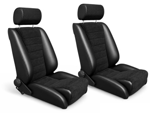 LeMans Bucket Seats, Black / Corduroy, SET OF 2. Porsche 356 / 911 / 912 1950-89
