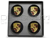 Wheel Caps with Coloured Crest for Porsche 718 Boxster / Cayman (Set of 4) - 00004460536, 00004460726