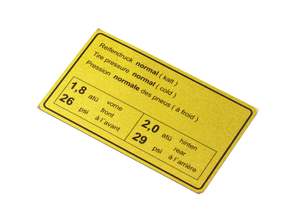 Adesivo Pressione dei pneumatici Normale. Porsche 911 65-72/914 - 90100650500