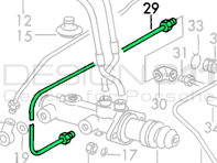 Brake Master Cylinder to Rear Caliper Brake Line. Porsche 911 68-73 LHD - 90135561200, 90135561201, 90135561202