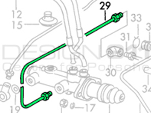 Hauptbremszylinder an Bremsleitung des hinteren Bremssattels. Porsche 911 68-73 LHD - 90135561200, 90135561201, 90135561202