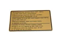 贴纸，发动机油位。保时捷 911 1973 年 - 91100650400 - 91100650400