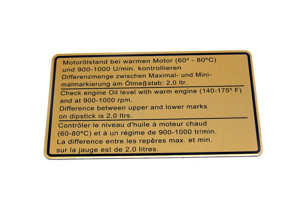 Aufkleber, Motorölstand. Porsche 911 1973 - 91100650400 - 91100650400