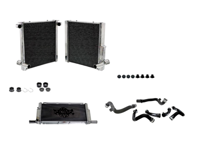 Radiateur en aluminium pour liquide de refroidissement et durites, lot de 3. Porsche 981 Boxster / 981 Cayman / 991.1 - 99110613103, 99110613203, 99110613702, 99110613701, 9P1121253 - 7067, 7066