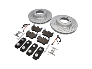 FRONT Brake Pads and Brake Disc Package. Porsche 997 C2 Zimmermann - 99635140501, 99635140601, 99761275601, 99761275901, 99635108802, 95535296000, 99735193907