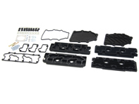 Nockenwellen- und Kettengehäusedeckel-Set aus schwarzem Aluminium. Porsche 964 - 96410510701, 96410510801, 96410511601, 96410511602, 96410511603, 96410511604, 96410511605, 96410511606, 96410590200, 96410511503