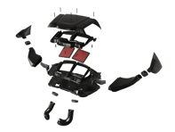 Retrofitset luchtfilter en kanalen GT4 RS-stijl, koolstofvezel. Porsche981/718 - 9GT129407G, 982868802BOK1, 982868802CA3G, 9GT129965, 982853989AA3G, 982853990AA3G, 982845395COK1, 982845395DA3G, 982845396COK1, 982845396DA3G