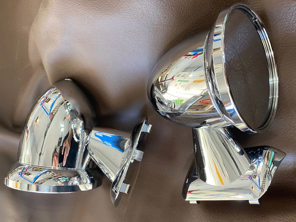 Rétroviseurs en aluminium - Montage en forme de drapeau, chromés. Porsche 911 1975-1988 - 91173101310, 91173101410, 96473190101, 96473190100, 90173111100 - BulletDriveSilver_FLAG, BulletPairSilver_FLAG