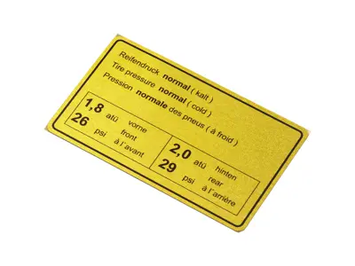 Aufkleber Reifendruck normal. Porsche 911 1965-72 / 914 - 90100650500, 1601501006 - 1601501006