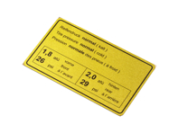Sticker Tyre Pressure Normal. Porsche 911 1965-72 / 914 - 90100650500, 1601501006 - 1601501006