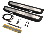 Side Sills Trims in Stainless Steel with Logo, Illuminated. Porsche 991 (911) Carrera >>2013 - 99104480010, 99104480011, 99104480012, 99104480013