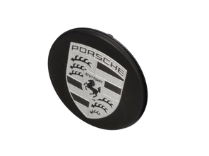 Badge slotdop middenwiel, in matzwart. Porsche 991R/GT3 - 99136120730, 9P1601349COK1