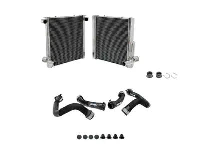 Aluminium-Kühler für Kühlwasser und Schläuche, 2er-Set. Passend für Porsche 718 Boxster / 718 Cayman - 9P1121251, 9P1121252 - 7086, 7087