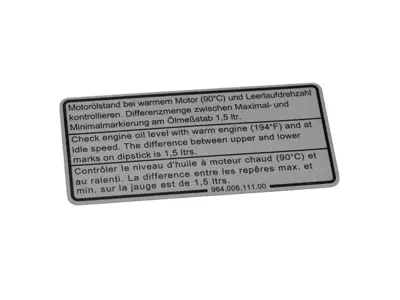 Motoroliepeilsticker, zilverkleurig. Porsche 964 / 993 - 96400611100 - PAKMO