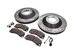 Front brake pads and brake disc package. Porsche Cayman 981 GT4 Sebro - 98135140581, 98135140681, 99135194704