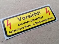 Vorsicht! Coil & CDi box decal. Porsche 911 / 930 (1969 – 1989) - 91170120155