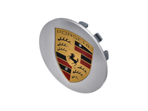 Wheel Cap Silver Convex with Large Crest for Porsche - 955361303069A1, 95536130306, 00004460602