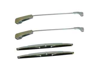Wiper arm and blade set Pickle fork style. Porsche 356A Coupe / Cabriolet / Convertible D - 64462830114, 64462830110, 64462831105 - 356WSN003, 356WSN001