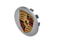 Wieldop met gekleurd Porsche embleem, zilver. Porsche Macan - 95B601150A88Z, 95B601150A