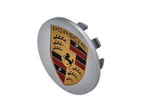 Wheel cap with full-colour Porsche crest, in Silver. Porsche Macan - 95B601150A88Z, 95B601150A