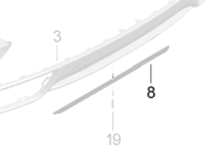 Achterbumper onderste spoiler bevestigingsstrip. Porsche 991.2 Carrera / 991.2 Turbo - 99150583701