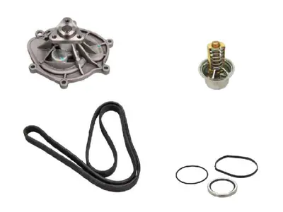 Waterpomp-, riem- en thermostaatset. Porsche 987.2 Boxster 987.2 / Cayman / 997.2 C2 / 997.2 C4 (niet-turbo) - 0PB121035A, 9A110622503, 9A110221601, 9A110604802, 9A110604801, 9A110604800, 9A110630500, 99970762540, PAF008955A, 9A110655800, 0PB121688A