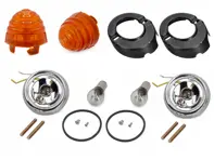 Front turn signal set, with Yellow lenses. Porsche 356B / 356C - 64463140106, 64463140206, 64463140101, 64463140201, 64463141106