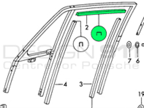 Guide de fenêtre de porte. Porsche 911 65-68 Coupé / Targa - 90154290120, 90154290121