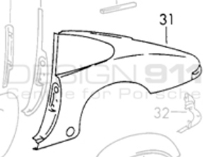 Coupé posteriore 1/4 pannello. Porsche 911 Carrera RS 2.7L - 91150304501GRV, 91150304601GRV