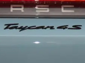 Rear badge TAYCAN 4S, in Black (high-gloss). Porsche Taycan 4S - 9J104480007041, 9J104480007