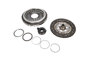 Beschadigde koppelingsset. Porsche 964 / 993 Carrera SACHS koppelingsplaat, druklager en drukschijf. - 99311691101, 3000551001, 3082213133, 1864485031, 3151000464, 4200080060, 99311691100