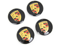 Enjoliveurs de roue en Noir (finition brillante) avec écusson Porsche coloré pour Porsche Taycan / Panamera - 9J1073002