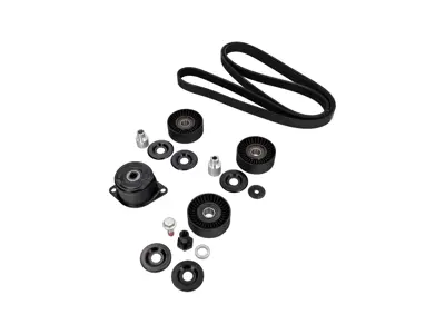 Kit completo de poleas y correas (tensor, poleas guía y correa de transmisión) para Porsche 996 Carrera (manual con aire acondicionado) 1998-2005 - 99610226050, 99710226000, 99710211800, 99610212552, 99610212553, 99610236550, 99610211958, 99610212752, 99610212754, 99610211756, 99610211757, 99610215164, 99610215166, 99610215168