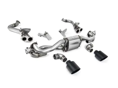Milltek Sports Exhaust System With GPF/OPF Bypass, Cerakote Black GT-115 Tailpipes. Porsche 718 Boxster / Cayman 2020>> - 982251053E, 982251053K, 982251053F, 982251053H, 982251053D, 982251053G, 982254351B, 982254351L, 982254351AA, 982254351P, 982254351R, 982254350B, 982254350L, 982254350AA, 982254350P, 982254350R - SSXPO185