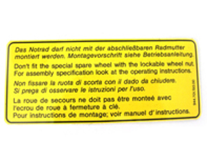 Emergency wheel sticker. Porsche 911 / 944 - 94470119300