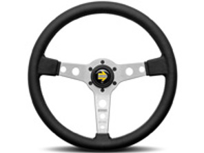 原型方向盘 - 银色/黑色皮革 - Momo