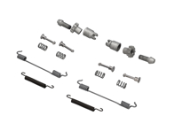 手刹蹄片弹簧套件。保时捷 9YA 卡宴 - 99335207100, 298609723, 99735272101, 298609717, 97035272300, 298609715, PAB60958300, 958609279