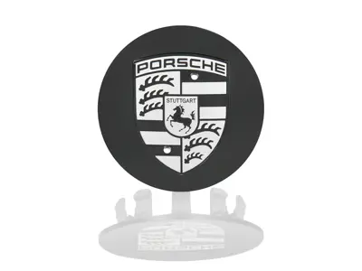 Coque de roue avec écusson Porsche monochrome, noir mat. Porsche 955 / 957 Cayenne - 9P1601147JE1