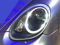 PROJECTEUR DE PHARE HALOGÈNE + AURORA LIGHT Porsche 987 05-08 CABOCHON NOIR RHD - 99763115713, 99763115813