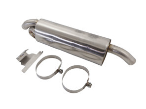 Sport-Auspuffschalldämpfer mit Klappen, 1 Einlass, 2 Auslass, DesignTek. Passend für Porsche 911 (1975–1989). - 93011102200, 93011102203, 93011104300