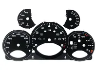 Instrument face set, Black. Porsche 997.2 PDK - KPH - 330 MPH - 9764121002PDK - F97 641 210 02TIP, F9764121002TIP