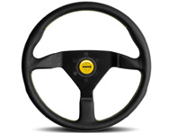 Stuurwiel MONTECARLO, met gele stiksels en claxonknop - Momo - M11111785BKYER