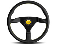 Steering wheel MONTECARLO, with Yellow stitching and horn button - Momo - M11111785BKYER