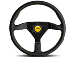 Steering wheel MONTECARLO, with Yellow stitching and horn button - Momo - M11111785BKYER