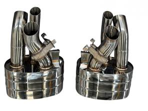 Valved Sports Exhaust Rear Silencers Stainless Steel. Porsche 992.2 Turbo S - 992251077J, 992251078M - 9M992251077