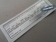 VIN-Nummernaufkleber für Türstau. Porsche 911 (930) Turbo 1978–1979 - 93070111204