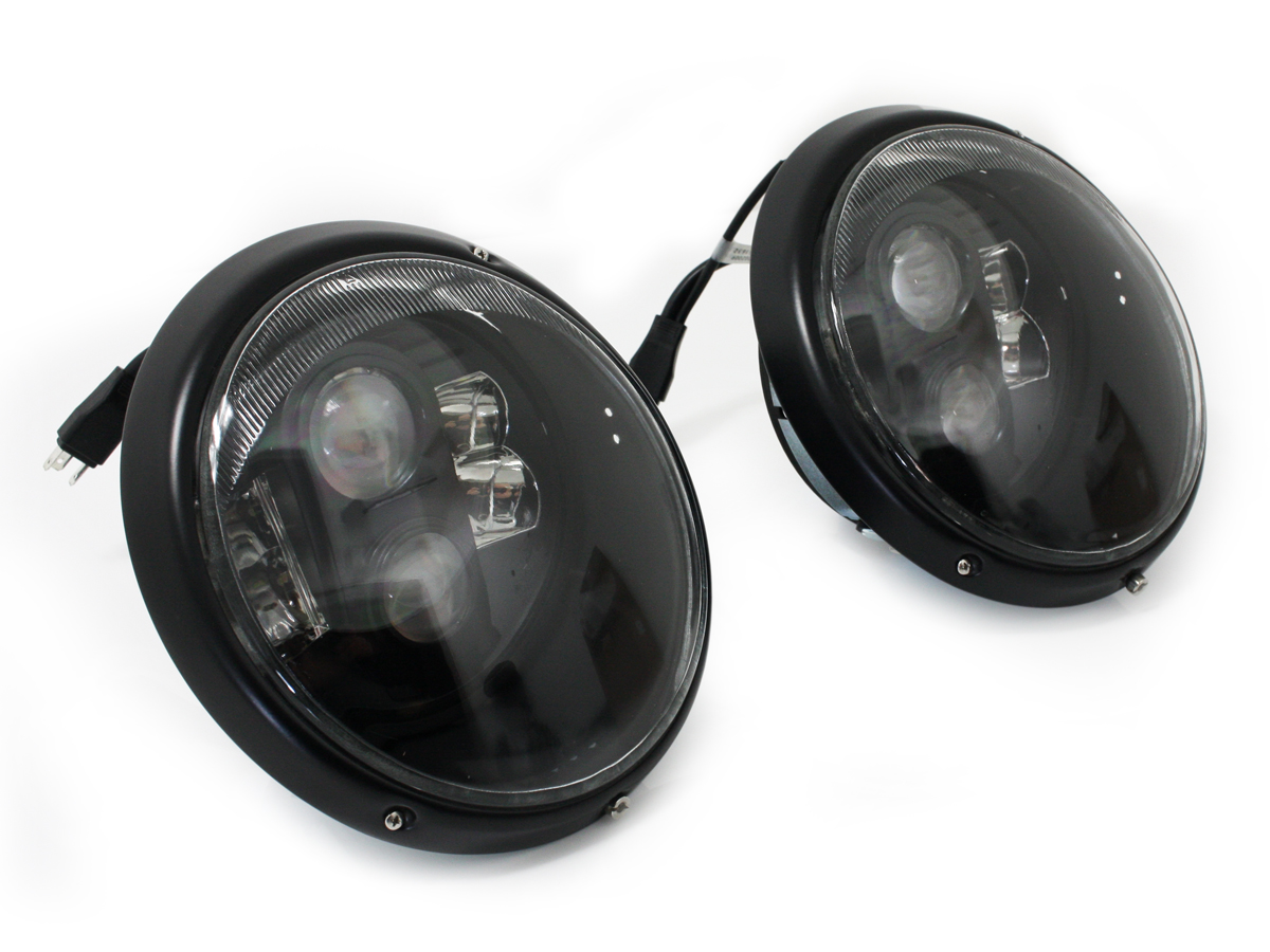 Headlamps black rim with LED internals - Clear Lens Porsche 911/964 - Black edition